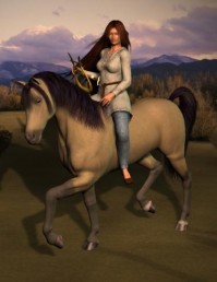 This picture of Terpsichore and her mare, Sal, was made by my 'muse sister' Masha Holl.  Sal is based on my own mare,  Sally, who I sadly lost, aged 34, about six months before Dancing With Fate was published.